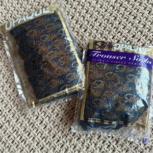 Vintage Silkies Opaque Trouser Socks & Pantyhose Dark Navy 2 Pair Pack Lot 3